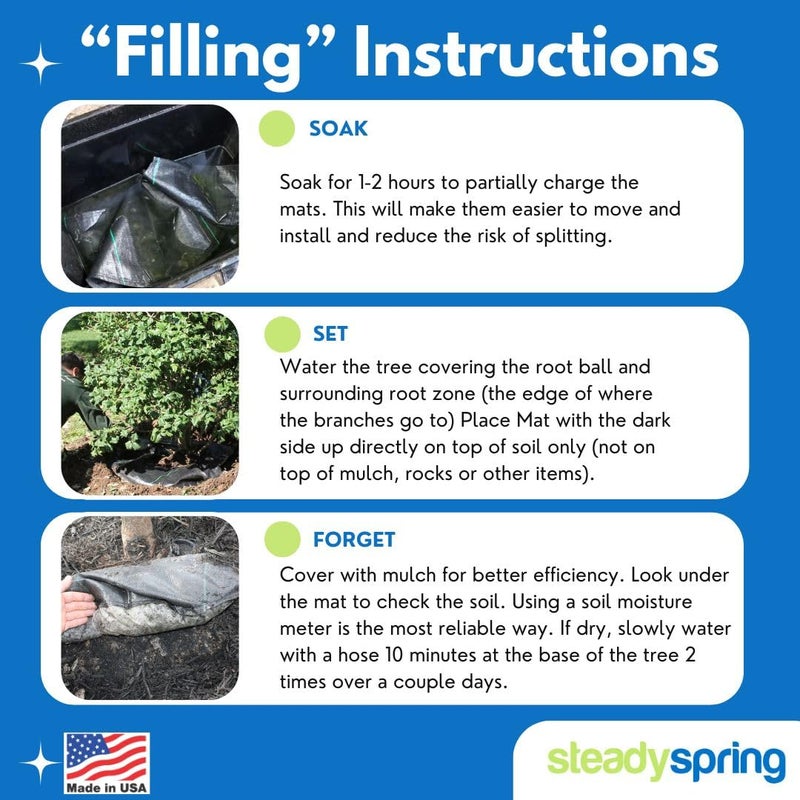 SteadySpring ® 24" Smart 30+Day Tree Watering Mat - AUTO Refills with RAIN and Slow Releases As Plant Needs - for Root Balls 11" - 15" Dia Slow Release Technology Prevents Over and Under Watering (1) - Image 4